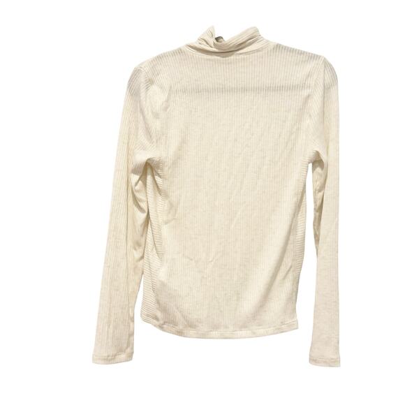 Madewell Women's Marlow White Ribbed Turtleneck Long-Sleeve Tee Size M NWT - Picture 5 of 12